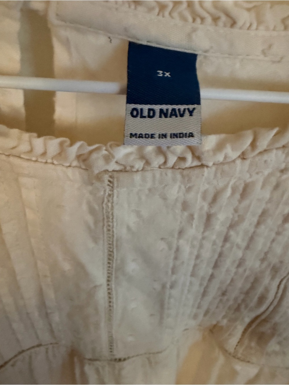 Old Navy Cream Pintuck Clip-Dot Mini Swing Dress Boho Cottagecore - Size 3X - Picture 5 of 5